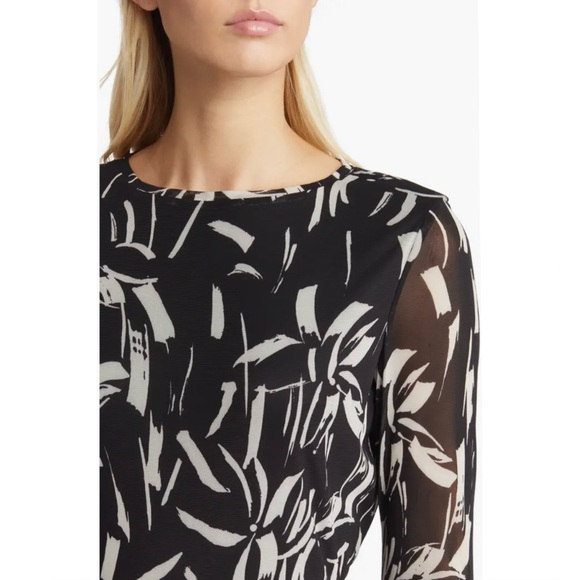 Anne Klein Abstract Print Tie Waist
Long Sleeve Mesh Midi Dress, XL - Picture 4 of 8